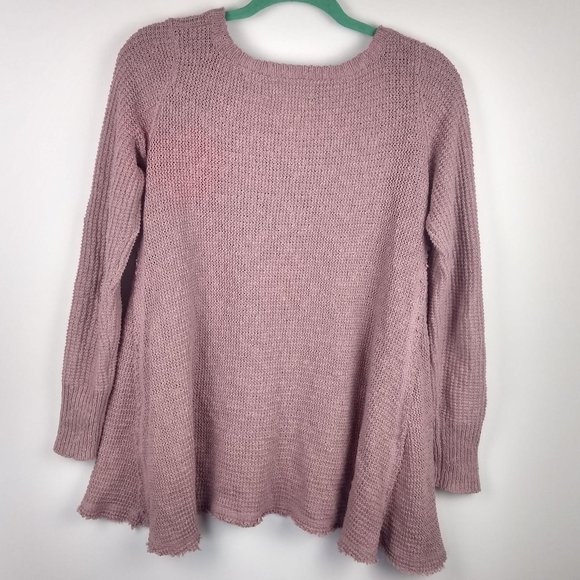 Ruby Moon Frayed Hem Knit Tunic Sweater sz S - Picture 2 of 5